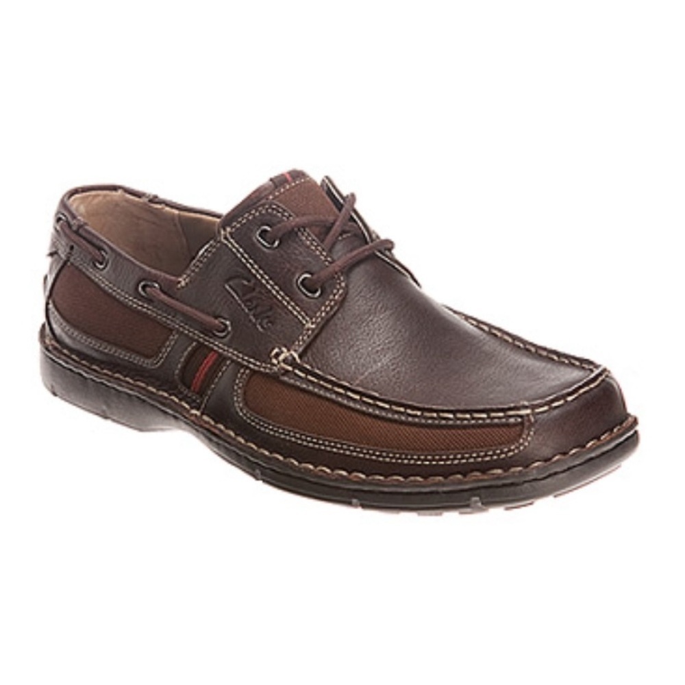 Clarks Men's XTR Lite Waterloo Boat Shoes Leather Slip On Brown, Size 8M
